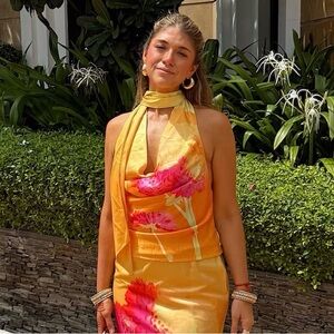 Pepper Mayo satin tie halter top (part of set)